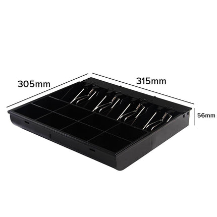 NNEAGS Black Heavy Duty Cash Drawer Electronic 4 Bills 8 Coins Cheque Slot Tray Pos 350