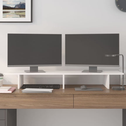 NNEVL Monitor Stand White 100x27x15 cm Solid Wood Pine