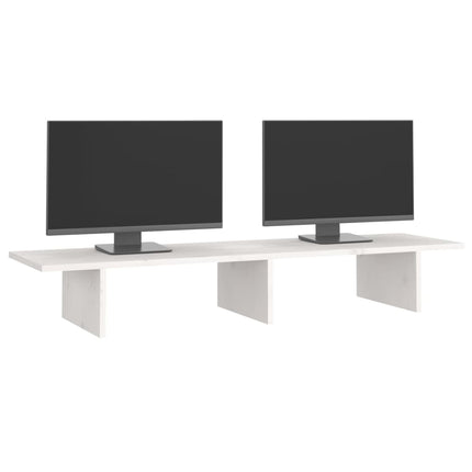 NNEVL Monitor Stand White 100x27x15 cm Solid Wood Pine