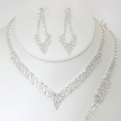 Rhinestone Necklace Earring Bracelet Set