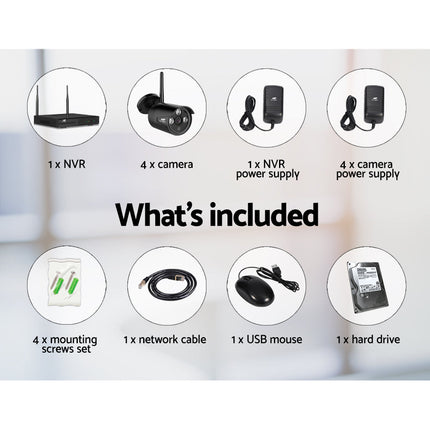 NNEDSZ - CCTV Wireless Security System 2TB 8CH NVR 1080P 4 Camera Sets