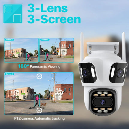 NNEOBA Three Lens 6K HD Outdoor WiFi Security Camera